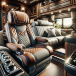Home and Harbor - An elegant and inviting interior of a luxury vehicle, showcasing expertly upholstered seats with fine leather and stylish stitching patterns